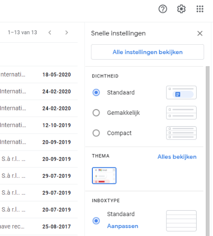 Gmail settings gear icon