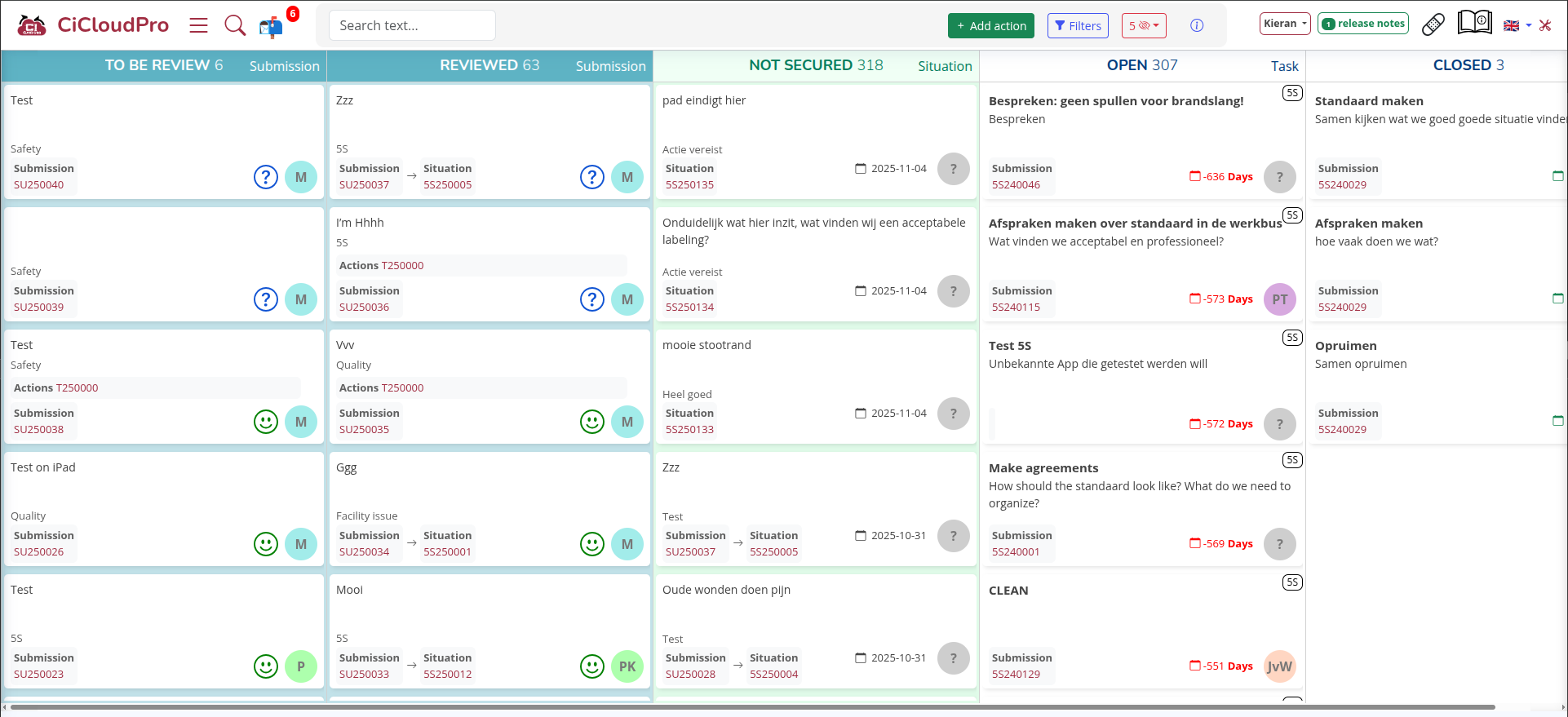 CICloudPro Project Board interface