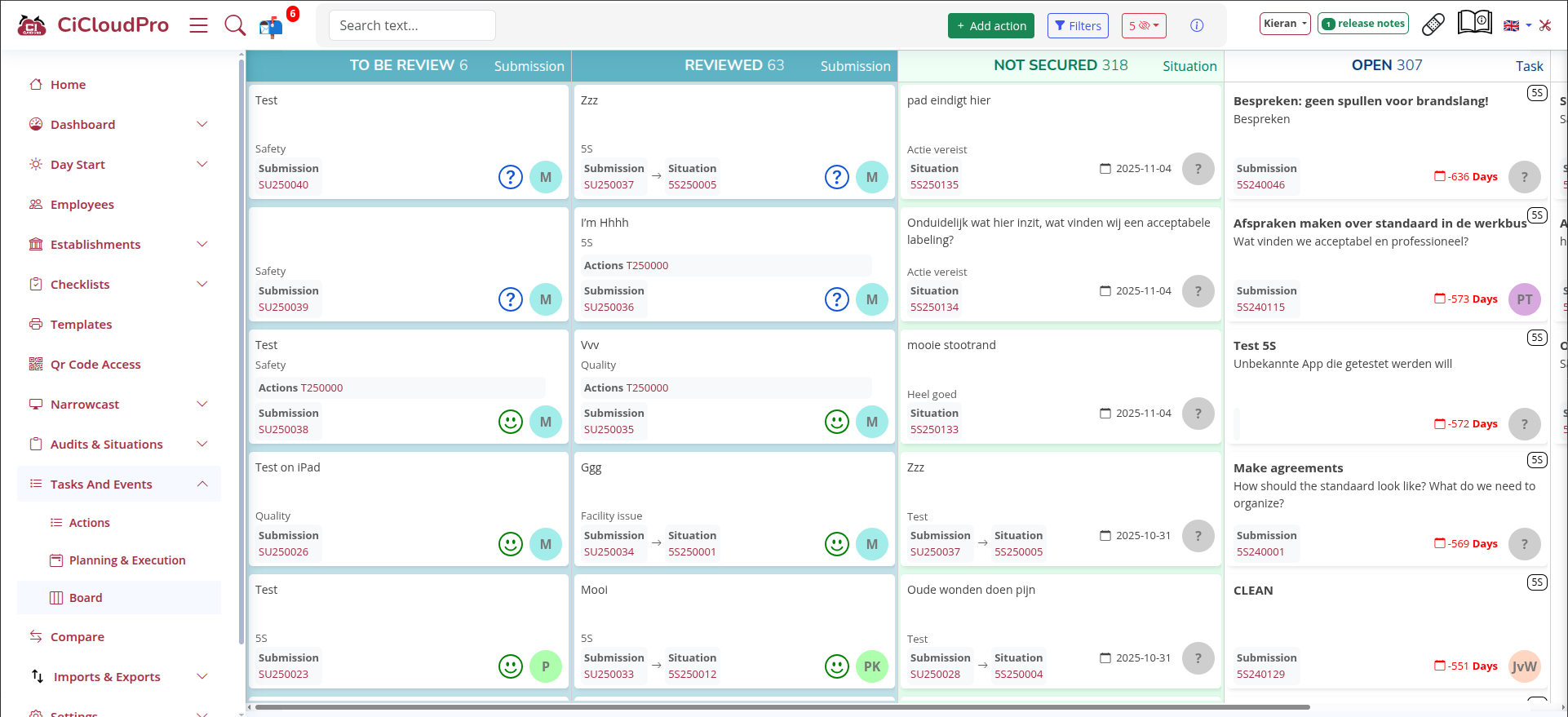 CICloudPro Project Board interface