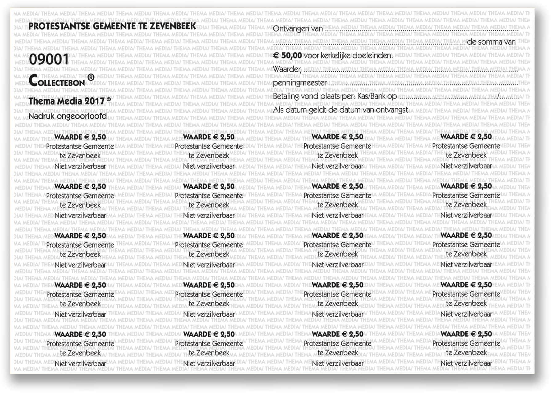 Collectebonnen voorbeeld wit