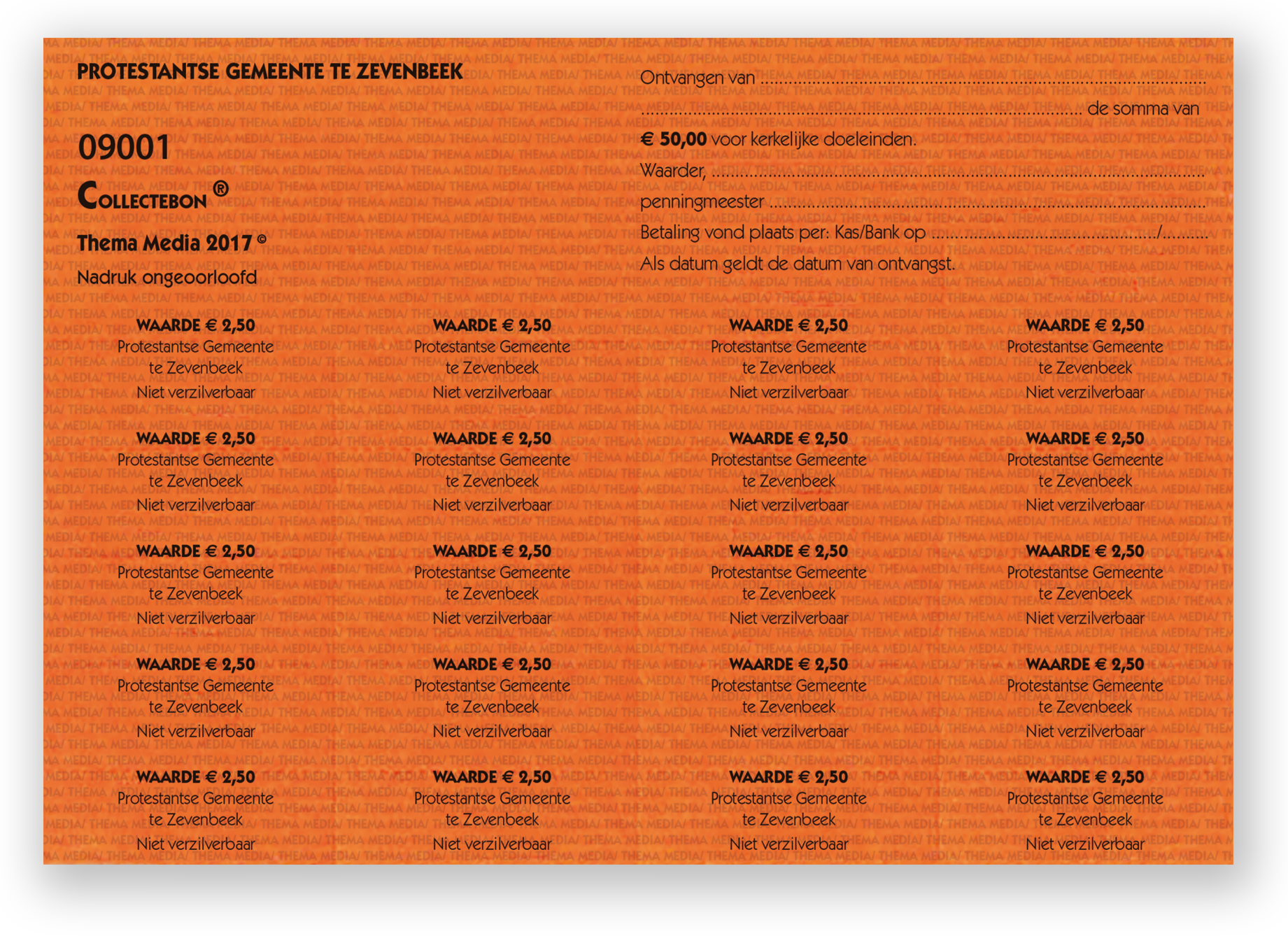 Collectebonnen voorbeeld oranje