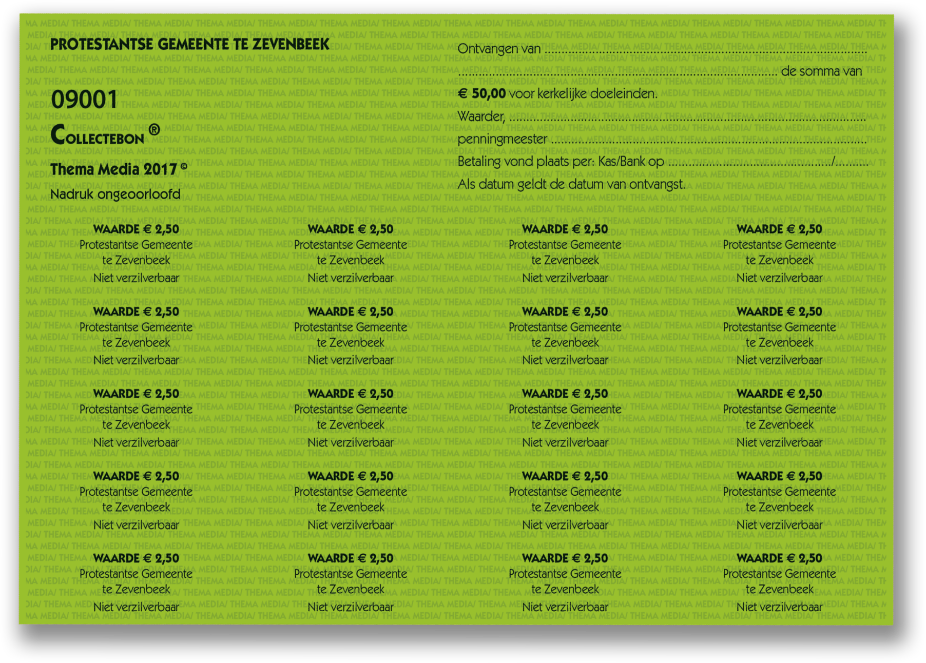Collectebonnen voorbeeld groen