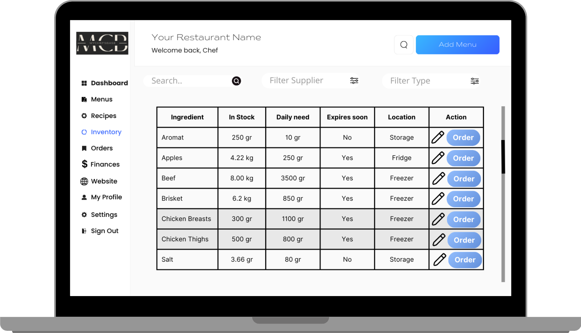 Inventory: Track ingredients and supplies efficiently to reduce waste and maintain optimal stock levels in your restaurant.