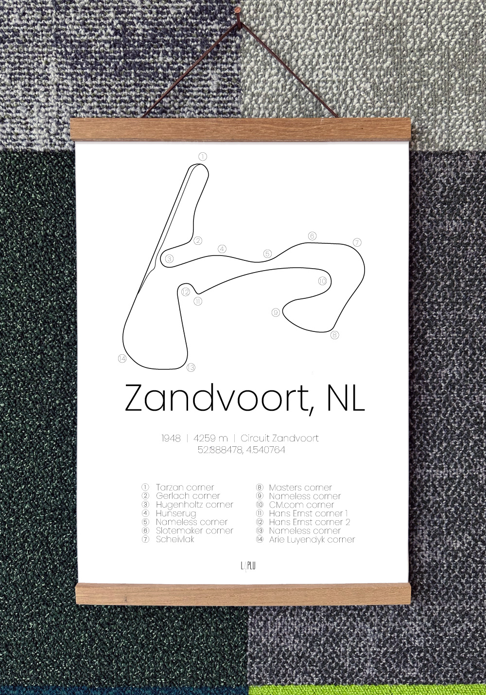 Zandvoort Race Track Poster – Minimalist Circuit Wall Art - A4 — sustainable personalized gift by Laplu