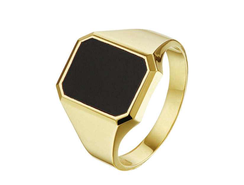 14krt massief gouden zegelring met onyx
