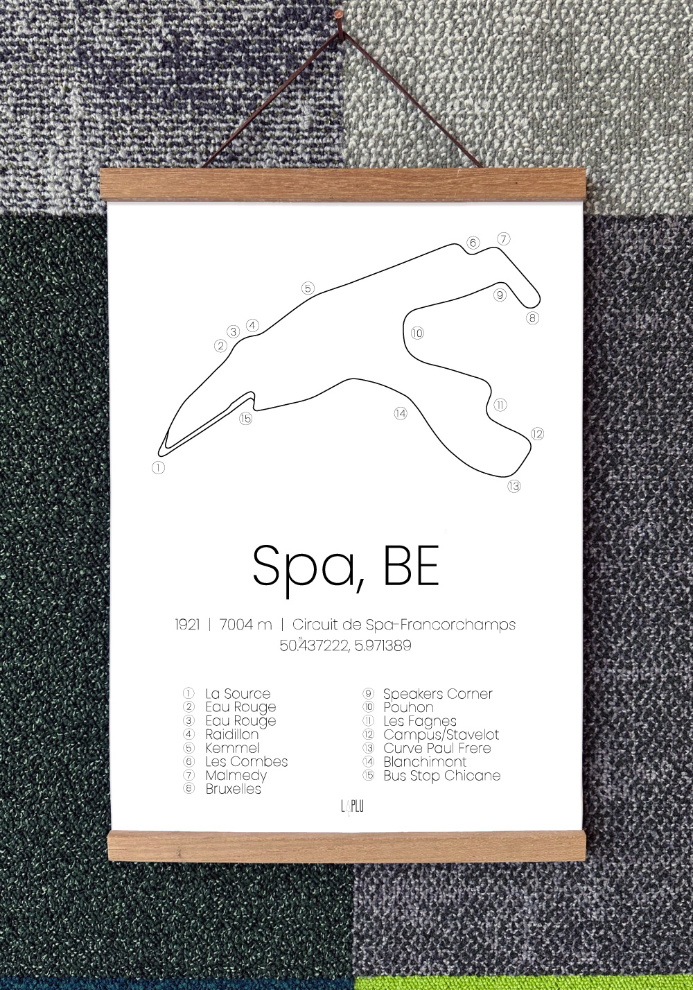 Spa Race Track Poster - Circuit de Spa-Francorchamps - A4 — sustainable personalized gift by Laplu