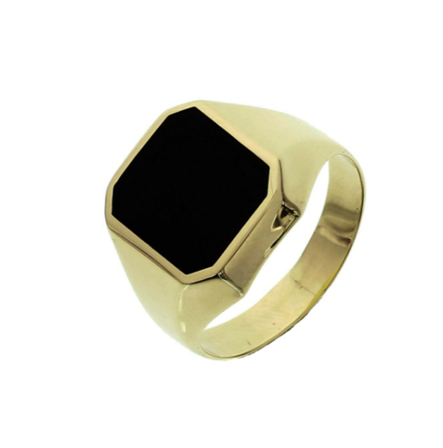 14krt gouden zegelring met onyx 13 x 14,5 mm