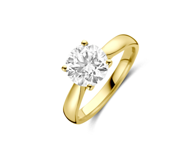 14krt gouden ring solitaire lab grown diamant 2.00ct h si